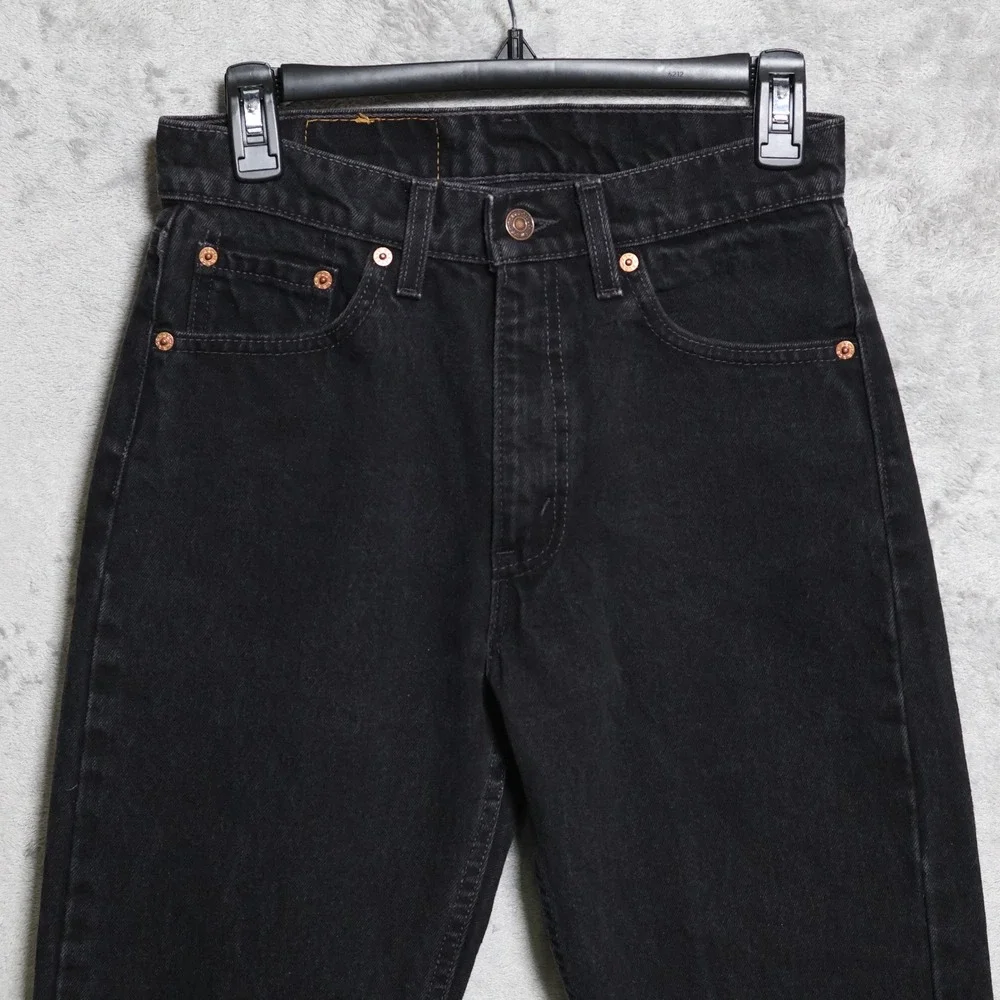 Vintage Levis 505 Jeans Mens 28x32 Black Regular Fit Straight Leg USA Made 1993